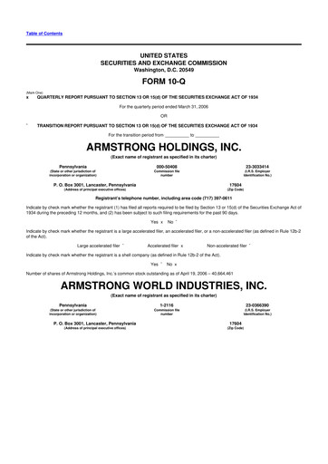 Thumbnail Armstrong World Industries
 10-Q Quarterly Report FY 