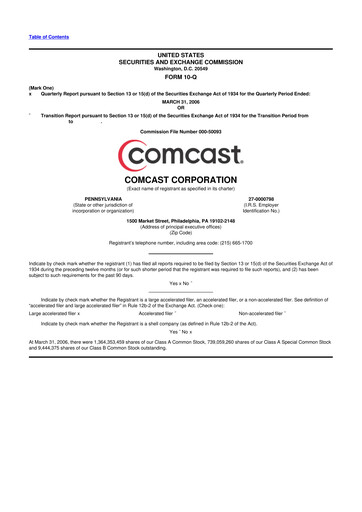 Vorschaubild Comcast 10-Q Quartalsbericht  