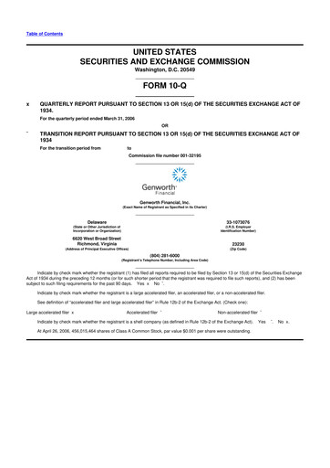 Thumbnail Genworth Financial
 10-Q Quarterly Report FY 