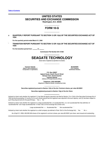Thumbnail Seagate Technology 10-Q Quarterly Report FY 