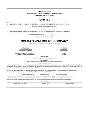 Thumbnail Colgate-Palmolive 10-Q Quarterly Report FY 