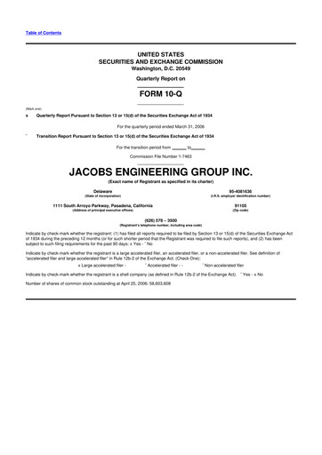 Thumbnail Jacobs Engineering 10-Q Quarterly Report FY 