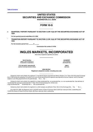Miniature Ingles Markets 10-Q Rapport trimestriel  