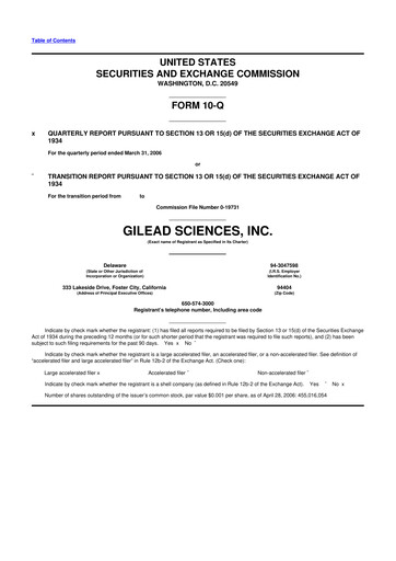 Thumbnail Gilead Sciences 10-Q Quarterly Report FY 
