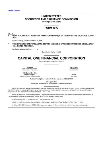 Thumbnail Capital One 10-Q Quarterly Report FY 