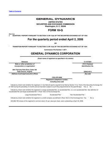 Thumbnail General Dynamics 10-Q Quarterly Report FY 