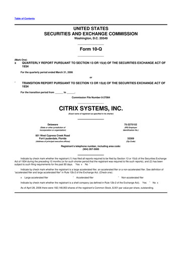 Thumbnail Citrix Systems 10-Q Quarterly Report FY 