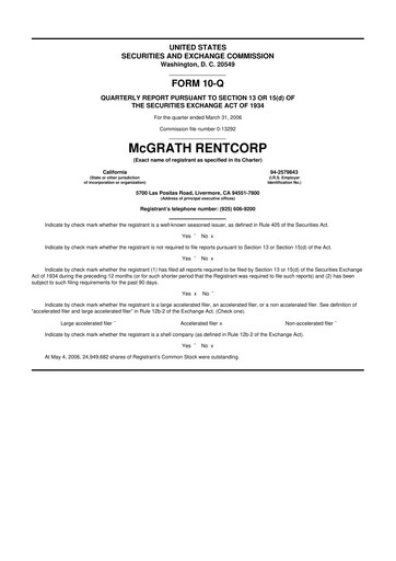 Miniature McGrath RentCorp
 10-Q Rapport trimestriel  