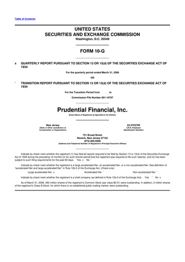 Thumbnail Prudential Financial 10-Q Quarterly Report FY 