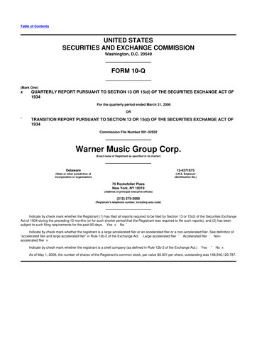 Thumbnail Warner Music Group
 10-Q Quarterly Report FY 