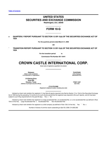Thumbnail Crown Castle 10-Q Quarterly Report FY 