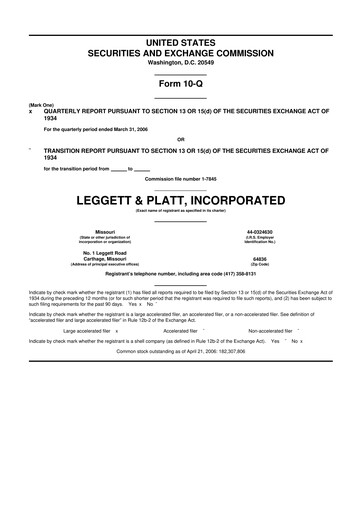Miniature Leggett & Platt

 10-Q Rapport trimestriel  