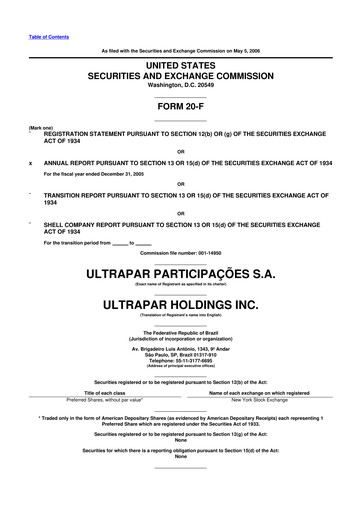 Thumbnail Ultrapar Participacoes 20-F Annual Report 