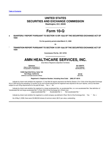 Thumbnail AMN Healthcare Services 10-Q Quarterly Report FY 