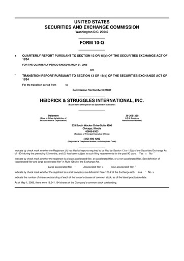 Miniature Heidrick & Struggles

 10-Q Rapport trimestriel  