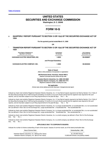 Thumbnail Hawaiian Electric Industries 10-Q Quarterly Report FY 