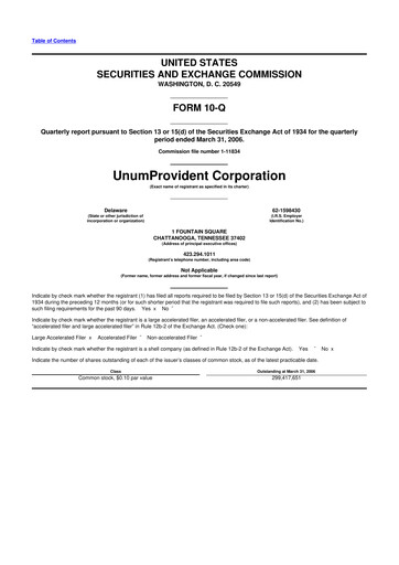 Thumbnail Unum 10-Q Quarterly Report FY 