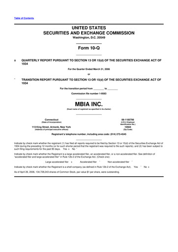 Thumbnail MBIA 10-Q Quarterly Report FY 