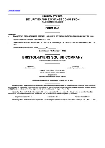 Thumbnail Bristol-Myers Squibb 10-Q Quarterly Report FY 