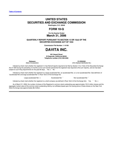 Thumbnail DaVita 10-Q Quarterly Report FY 