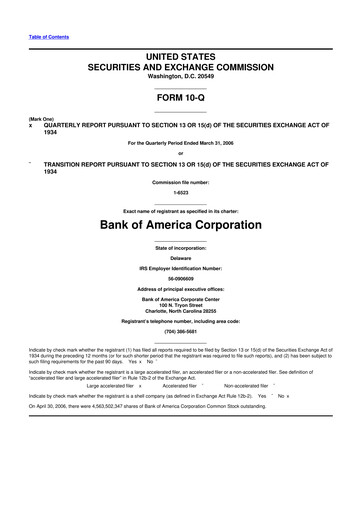 Thumbnail Bank of America  10-Q Quarterly Report FY 