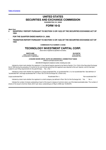 Miniature Oxford Square Capital
 10-Q Rapport trimestriel  