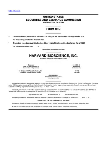 Vorschaubild Harvard Bioscience 10-Q Quartalsbericht  