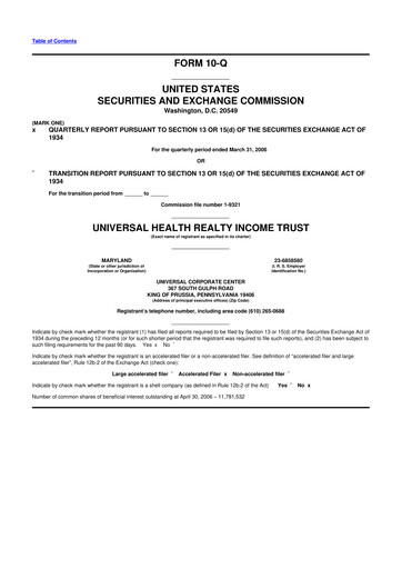 Thumbnail Universal Health Realty Income Trust 10-Q Quarterly Report FY 