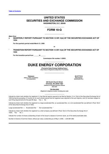 Thumbnail Duke Energy 10-Q Quarterly Report FY 