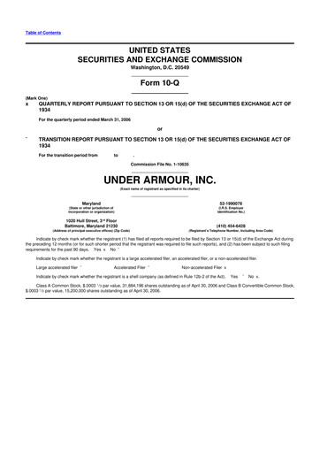 Thumbnail Under Armour
 10-Q Quarterly Report FY 