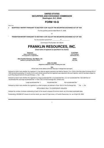 Thumbnail Franklin Resources 10-Q Quarterly Report FY 