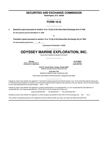 Thumbnail Odyssey Marine Exploration 10-Q Quarterly Report FY 