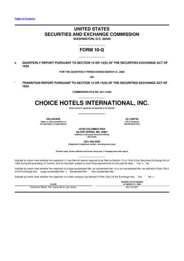 Thumbnail Choice Hotels International 10-Q Quarterly Report FY 