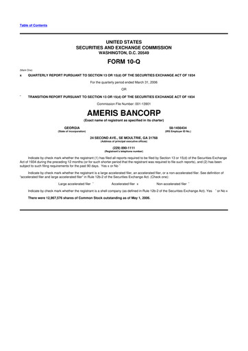 Miniature Ameris Bancorp
 10-Q Rapport trimestriel  