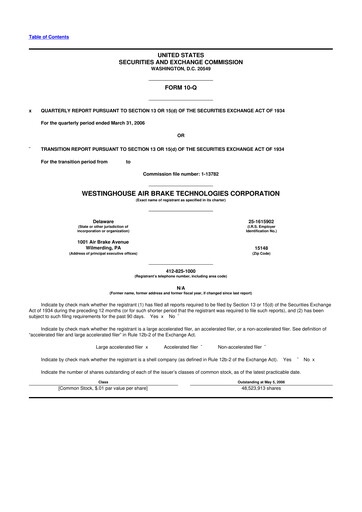 Thumbnail Wabtec 10-Q Quarterly Report FY 