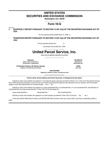 Thumbnail United Parcel Service 10-Q Quarterly Report FY 