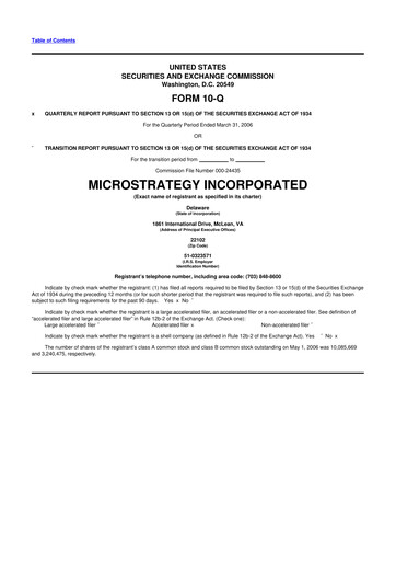 Thumbnail Strategy 
 (MicroStrategy) 10-Q Quarterly Report FY 