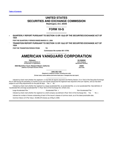 Thumbnail American Vanguard 10-Q Quarterly Report FY 