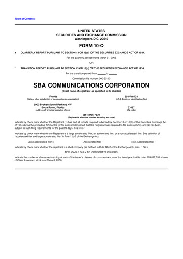 Thumbnail SBA Communications 10-Q Quarterly Report FY 