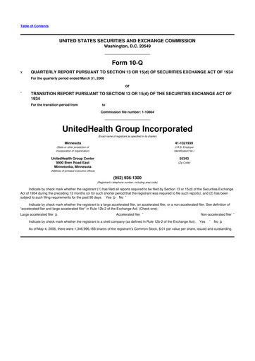 Thumbnail UnitedHealth 10-Q Quarterly Report FY 