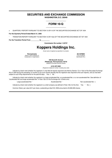 Vorschaubild Koppers Holdings 10-Q Quartalsbericht  