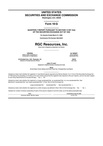 Thumbnail RGC Resources 10-Q Quarterly Report FY 