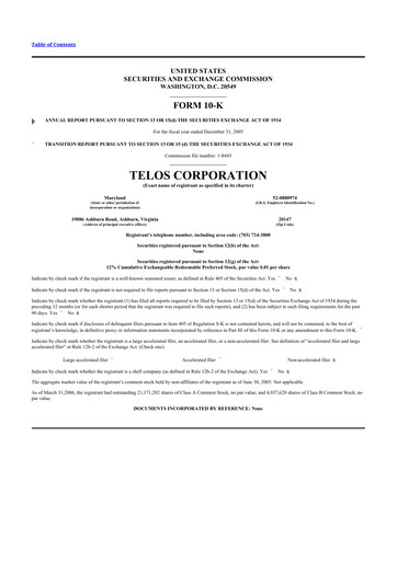 Thumbnail Telos 10-K Annual Report 