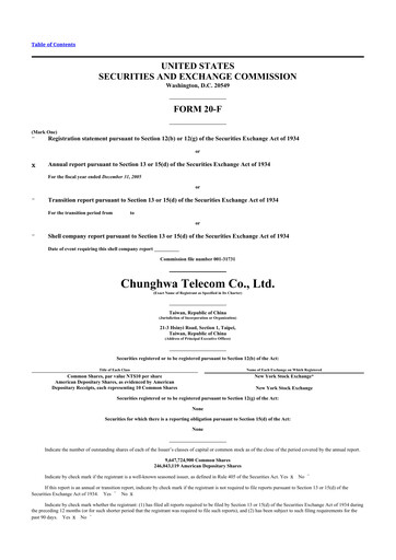 Thumbnail Chunghwa Telecom 20-F Annual Report 
