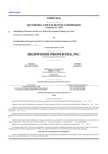 Thumbnail Highwoods Properties
 10-K Annual Report 