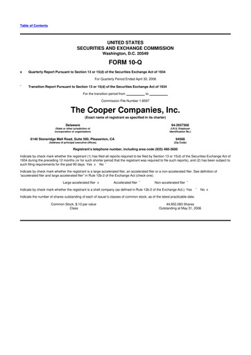 Thumbnail Cooper Companies 10-Q Quarterly Report FY 
