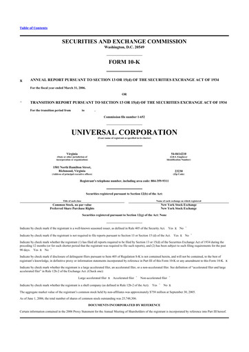 Thumbnail Universal Corporation
 10-K Annual Report 
