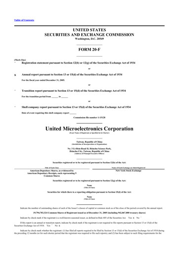 Thumbnail United Microelectronics 20-F Annual Report 