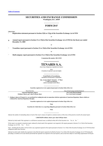 Thumbnail Tenaris 20-F Annual Report 