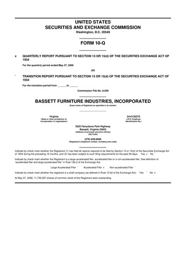 Thumbnail Bassett Furniture 10-Q Quarterly Report FY 